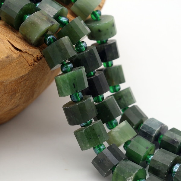 6 x 10 mm Natural Russian Jasper Rondelle Beads Strand, AAA Faceted Green Gemstone Beads, DIY Jewelry Making, B61