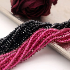 AAA Natural Black Red Gemstone Beads Spinel Faceted Rondelle Strand UFO 2 x 3 mm Small Gemstone, C68C