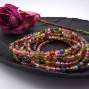 3.5 mm Natural Multi Tourmaline Beads Strand, AAA Smooth Round Gemstone, DIY Jewelry Making, 36 cm and 53 cm