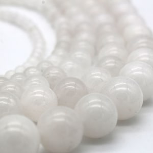 Natural White Jade Strand 4mm 6mm 8mm 10mm 12mm, Smooth Round White Gemstone Beads, DIY Jewelry Making