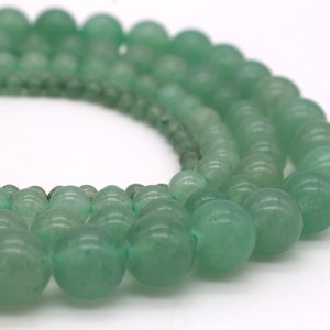 natural green aventurine beads 4 mm 6 mm 8 mm 10 mm strand, smooth round gemstone natural stone beads, DIY jewelry making jewelry beads
