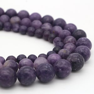 Natural Lepidolite Beads 6 mm 8 mm 10 mm Strand, Smooth Round Purple Gemstone Natural Stone Beads, DIY Jewelry Making Jewelry Beads