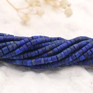 2mm Genuine Lapis Lazuli Heishi Beads, Natural Blue Round Tube Gemstone Beads, 38cm, D51 image 2