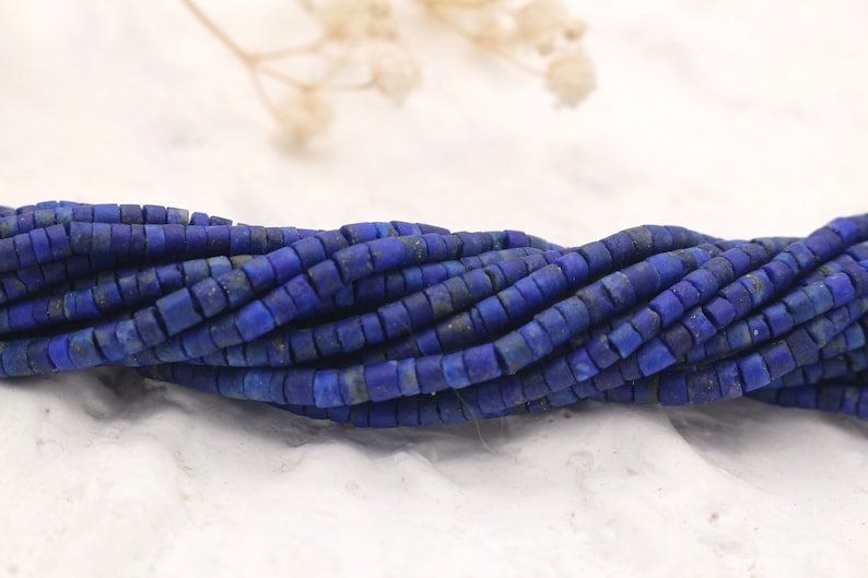 2mm Genuine Lapis Lazuli Heishi Beads, Natural Blue Round Tube Gemstone Beads, 38cm, D51 image 2