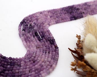 3 mm 4 mm Natural Purple Lepidolite Beads Strand, AAA Faceted Gemstone Beads