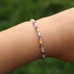 Elastic gemstone bracelet, stretch bracelet, protective bracelet, amethyst opal aquamarine, faceted 3 mm gemstone; LUCK lucky bracelet