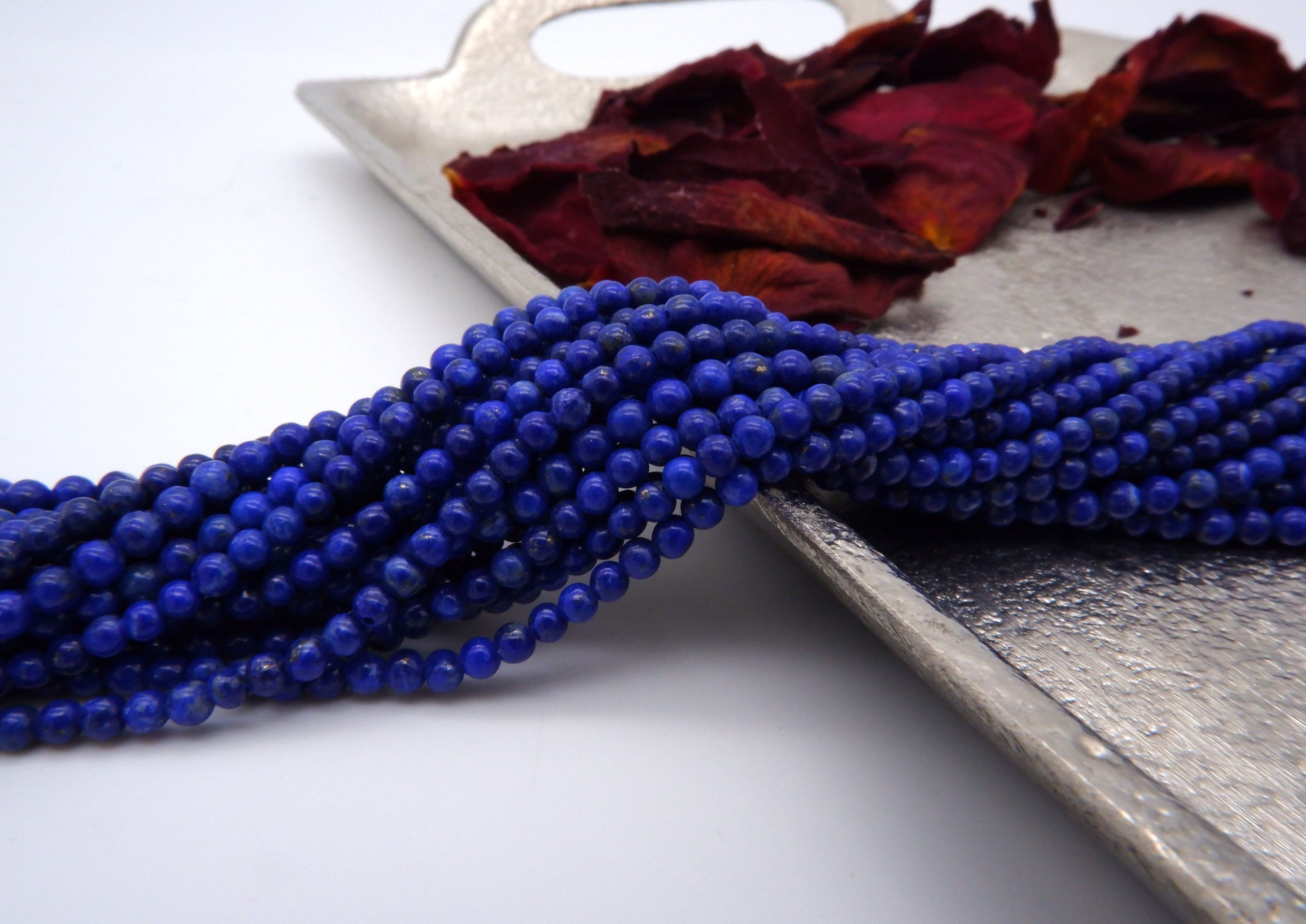 Cheriswelry 3 Fili Di Perline Lapislazzuli Naturali Sfaccettate 2mm, 175pz Per Filo, Distanziatori Rotondi Per Gioielli Fai Da Te, Creazione Bracciali E Collane, Blu - 4