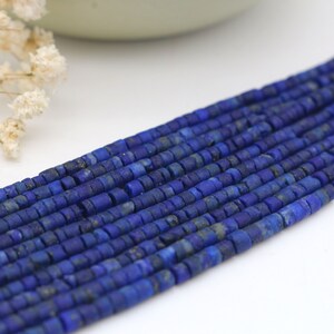 2mm Genuine Lapis Lazuli Heishi Beads, Natural Blue Round Tube Gemstone Beads, 38cm, D51 image 4