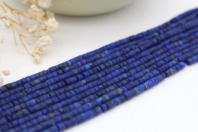 2mm Genuine Lapis Lazuli Heishi Beads, Natural Blue Round Tube Gemstone Beads, 38cm, D51 image 4