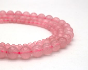 Natural Rose Quartz Beads 4mm 6mm 8mm Strand, Smooth Round Pink Gemstone Natural Stone Beads, DIY Jewelry Making Jewelry Beads