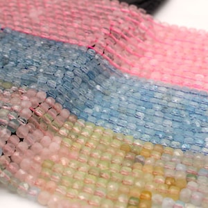4 x 4 mm Natural Nugget Gemstone Strand, AAA Faceted Cube Gemstone Beads, DIY Jewelry Making