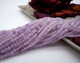 2.5mm 3mm 4mm Natural Lavender Pink Amethyst Beads Strand, AAA Faceted Round Gemstone Beads