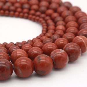 natural red jasper beads 4 mm 6 mm 8 mm 10 mm 12 mm strand, smooth round gemstone natural stone beads, DIY jewelry making, jewelry beads