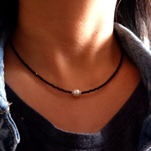 Pearl necklace, spinel necklace with cultured pearl, gift for girlfriend/wife, suitable as a Mother's Day gift