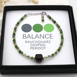 BALANCE lucky bracelet, gemstone bracelet, protective bracelet, smoky quartz diopside peridot, faceted 3 mm gemstone, 925 silver clasp