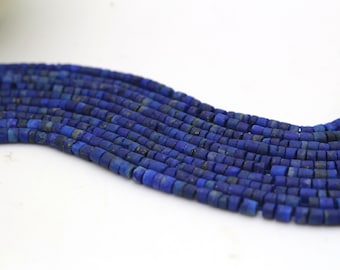 Perles Heishi en Lapis Lazuli authentiques de 2 mm, perles de pierres précieuses en tube rond bleu naturel, 38 cm, D51