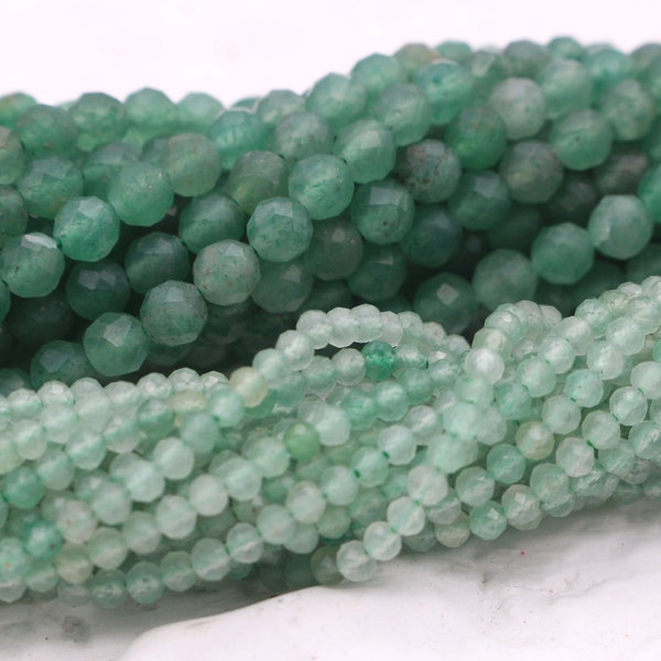 2.5mm 3mm 4.5mm Natural Aventurine Quartz Beads Strand, AAA Faceted Round Gemstone Beads, DIY Jewelry Making