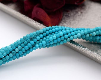 Brin de perles turquoise rondes lisses, perles de pierres précieuses naturelles de 2 mm, 3 mm et 4 mm de qualité AAA, 40 cm