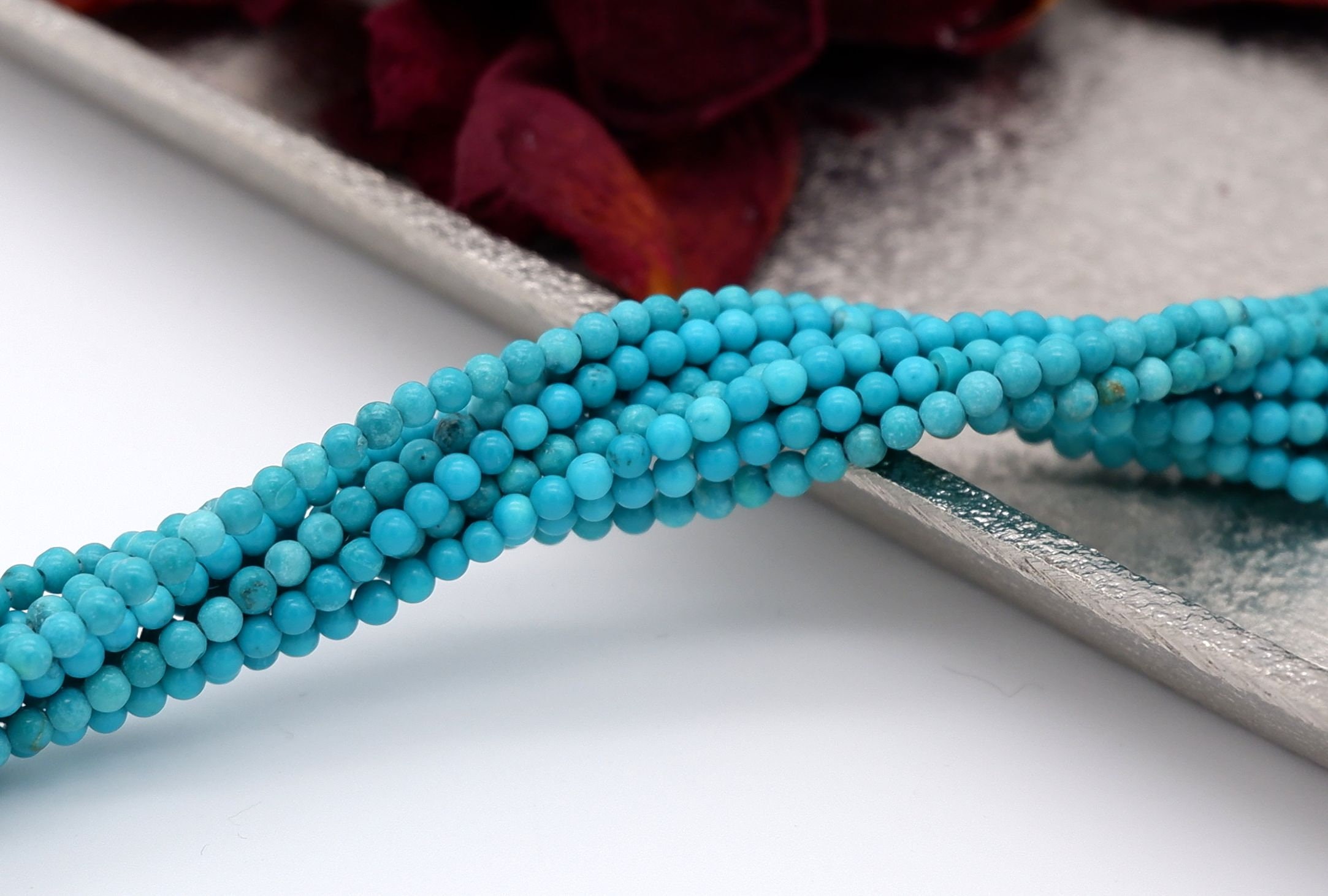 Natural Turquoise 2.5mm Faceted Round Beads Real Genuine Natural