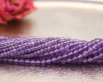 2 mm, 3 mm Natural Amethyst Bead Strand, Smooth Round Gemstone Beads, DIY Jewelry Making