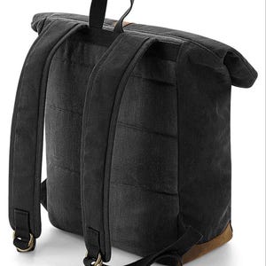 Heritage Waxed Canvas Backpack rucksack Bag-Strova-Work bag-sports-outdoor-university-Laptop compatible-Antique brass effect fittings. image 2