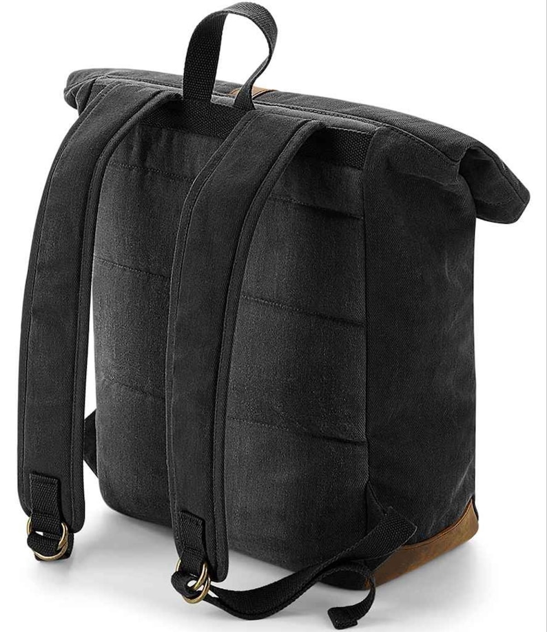 Heritage Waxed Canvas Backpack rucksack Bag-Strova-Work bag-sports-outdoor-university-Laptop compatible-Antique brass effect fittings. image 2