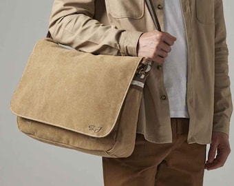 Personalised Vintage Canvas Messenger Despatch Bag-ATHOS-Our signature labelled-Work bag-sports-outdoor-Fresher-university-shoulder bag