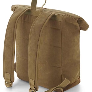 Heritage Waxed Canvas Backpack rucksack Bag-Strova-Work bag-sports-outdoor-university-Laptop compatible-Antique brass effect fittings. image 7