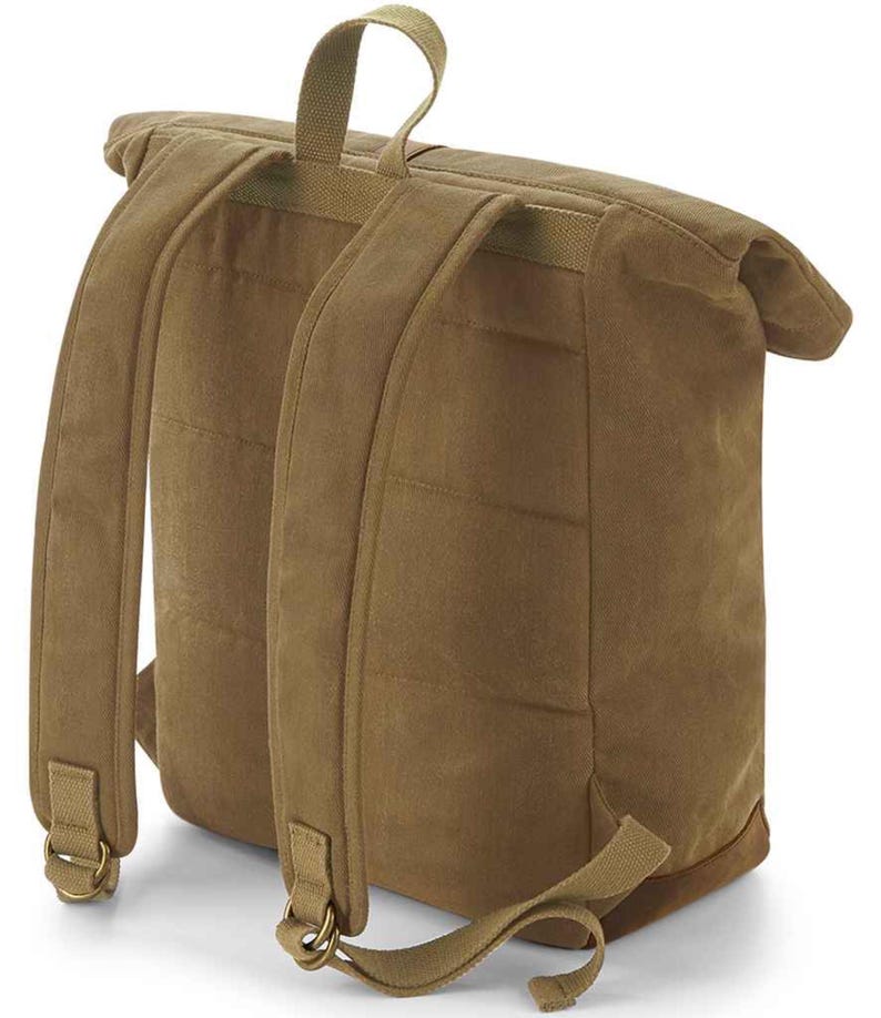 Heritage Waxed Canvas Backpack rucksack Bag-Strova-Work bag-sports-outdoor-university-Laptop compatible-Antique brass effect fittings. image 7