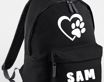 Personalized Dog Backpack: Paw & Heart Design, Dog Walking Rucksack