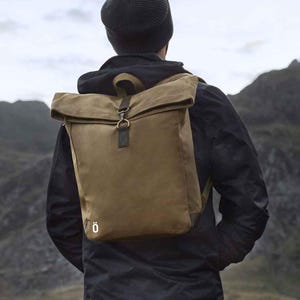 Heritage Waxed Canvas Backpack rucksack Bag-Strova-Work bag-sports-outdoor-university-Laptop compatible-Antique brass effect fittings. image 8