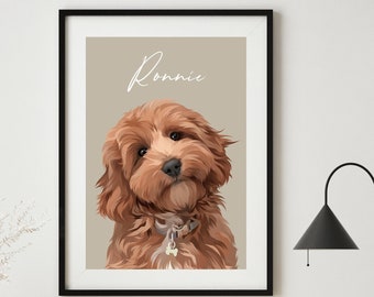 Personalised Pet Portrait from Photo, Custom Pet Portrait, Pet Memorial Gift, Dog Lover Gift, Pet Illustration, Dog Portrait, Dog Wall Art