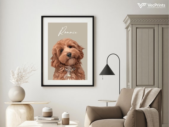 Pet Portrait, Custom Dog Portrait, Digitally Drawn, Dog Memorial, Personalised Pet Cat Illustration, Dog Lovers Gift, Wall Decor, Custom Pet