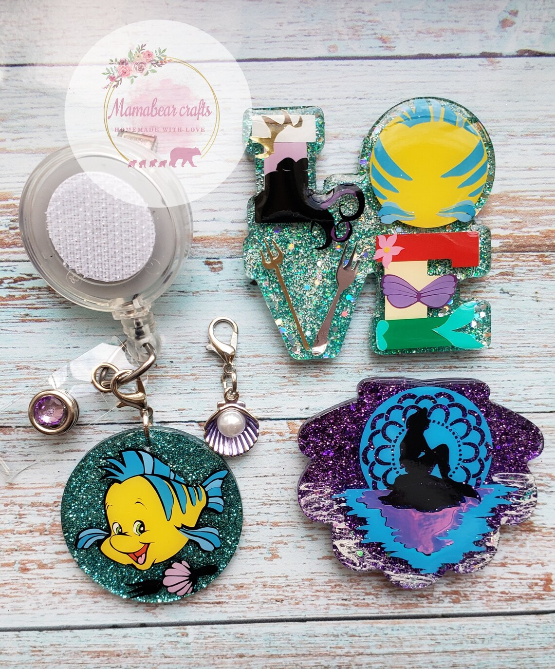 Little mermaid interchangeable badge reel Etsy