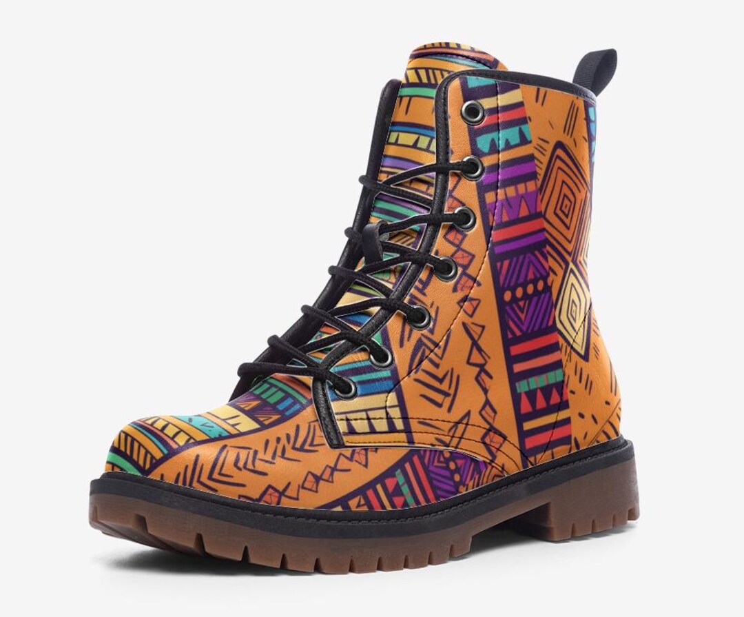 Pattern For Combat Boot Tribal Pattern Combat Boots, Unique Custom, Vegan Leather, Lightweight ...