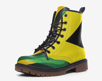 Rasta Boots, Custom Jamaica Shoes, Rastafari, Reggae, Vegan Leather Lightweight boots MT