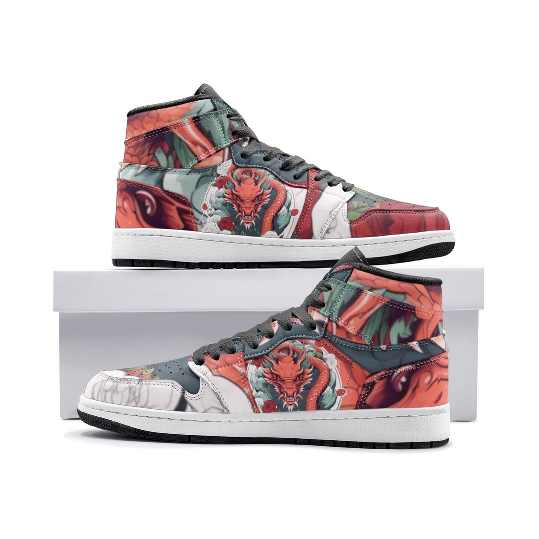 Red Chinese Dragon Men's High Top Shoes