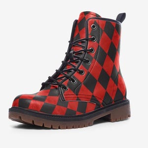 Alice in Wonderland Themed Combat Boots, Vegan Leather, Casual Leather Lightweight boots MT