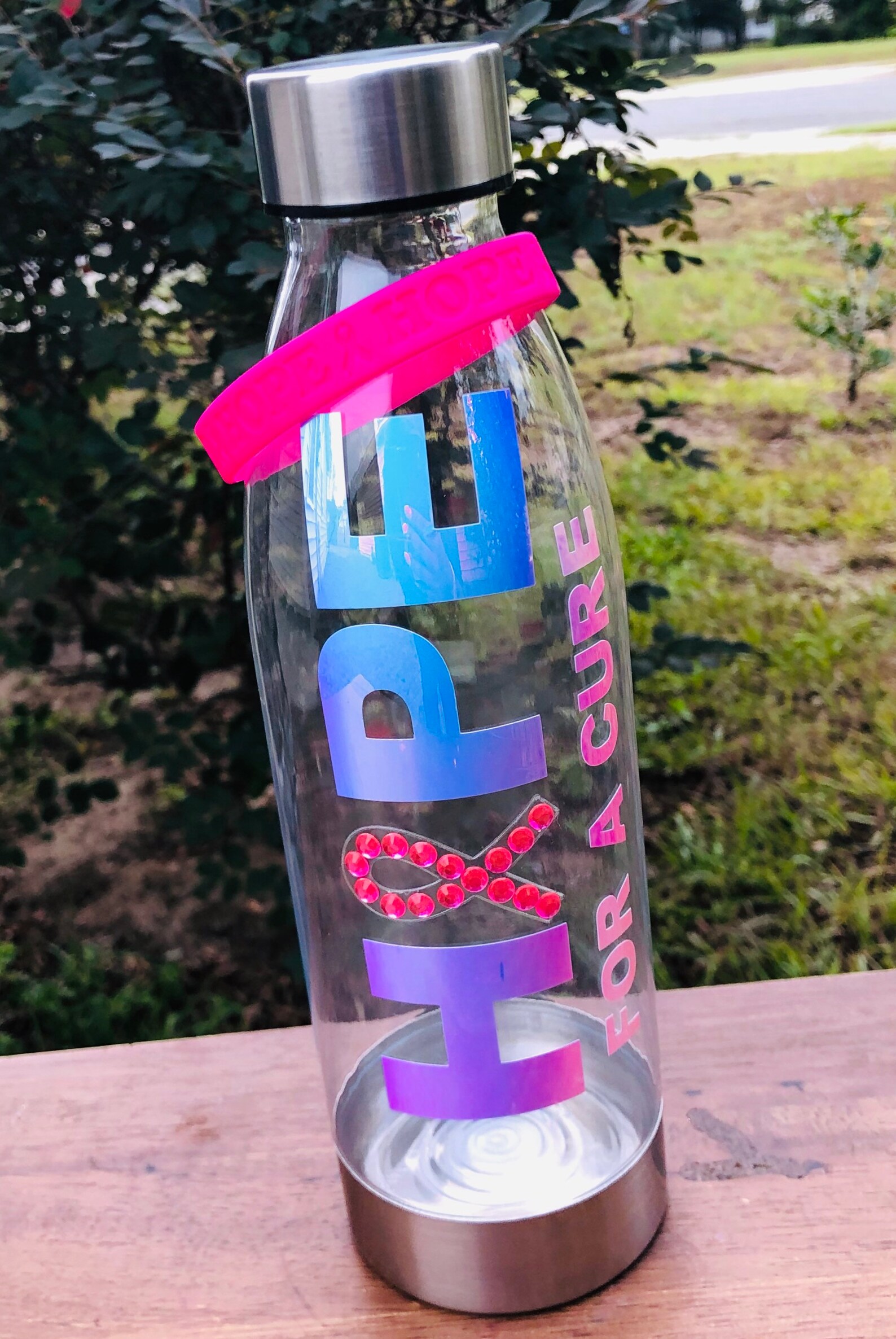 Breast Cancer Awareness Clear Water Bottle Etsy Italia