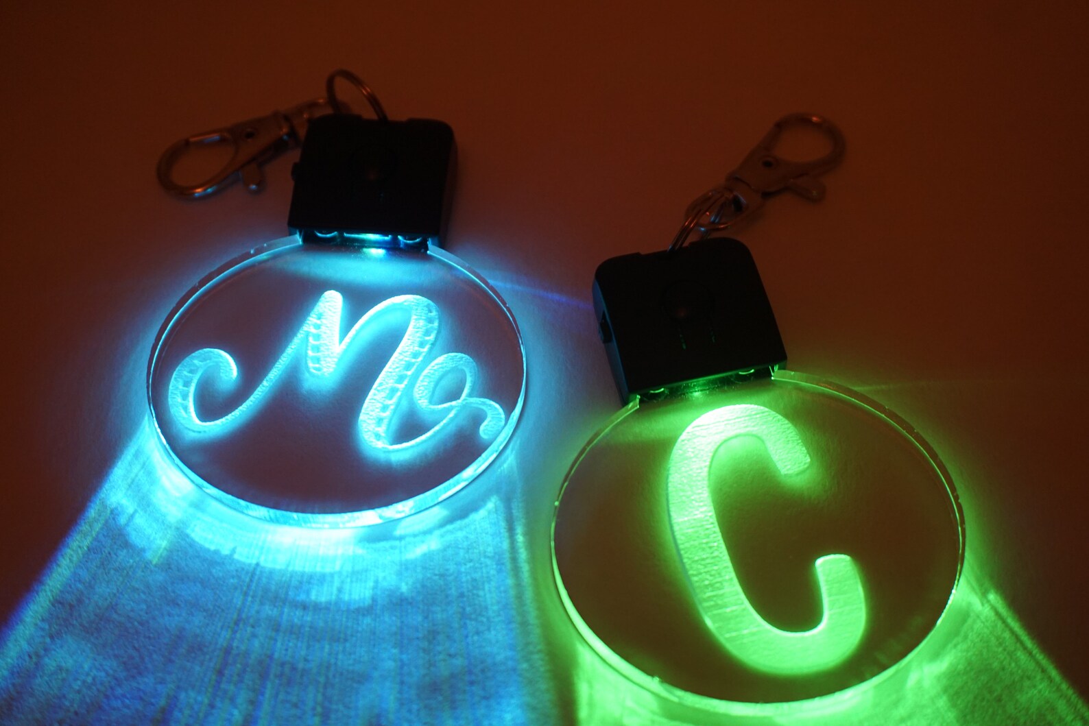 Light Up Keychain Single Initial Light Up Keychain Etsy