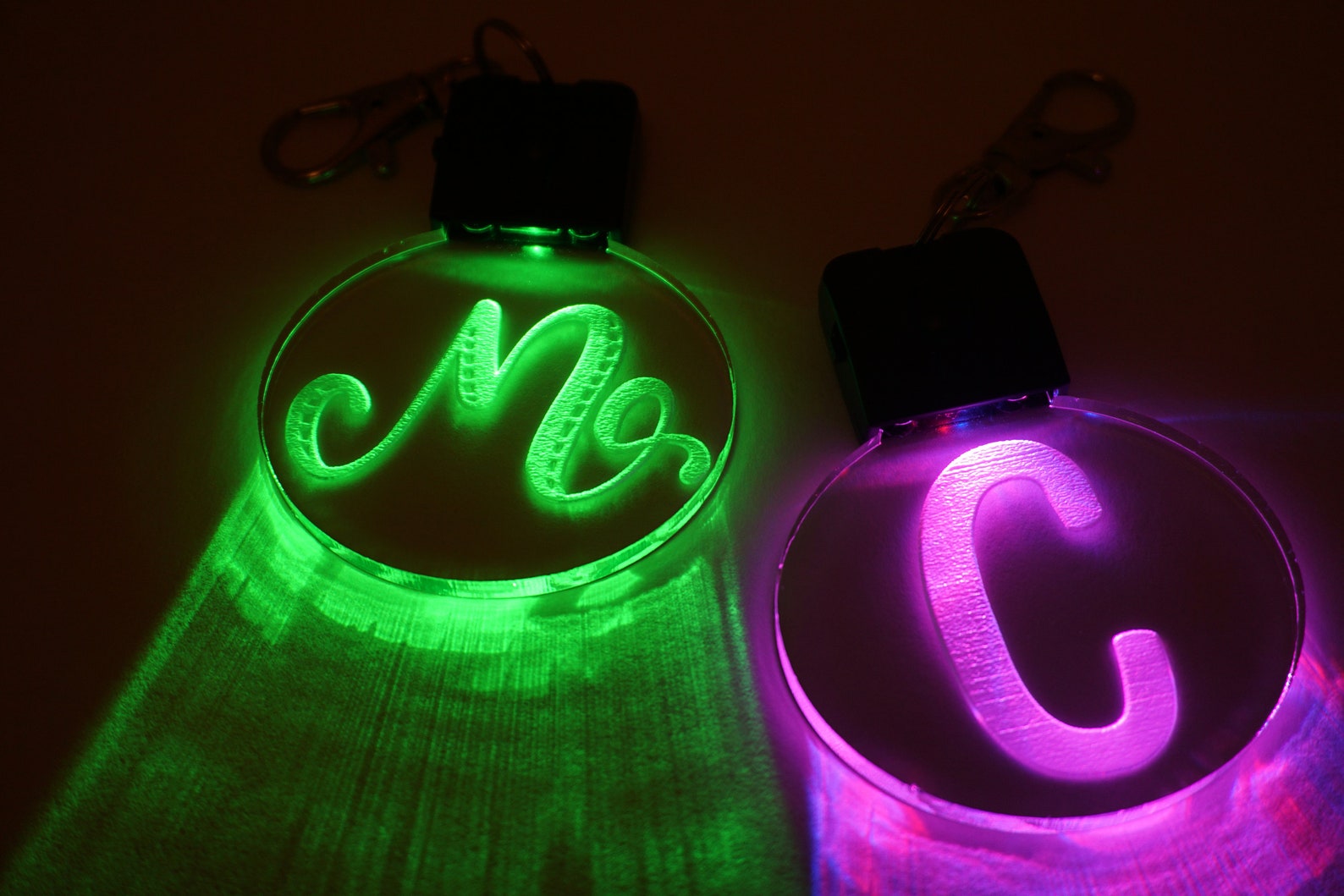 Light Up Keychain Single Initial Light Up Keychain Etsy