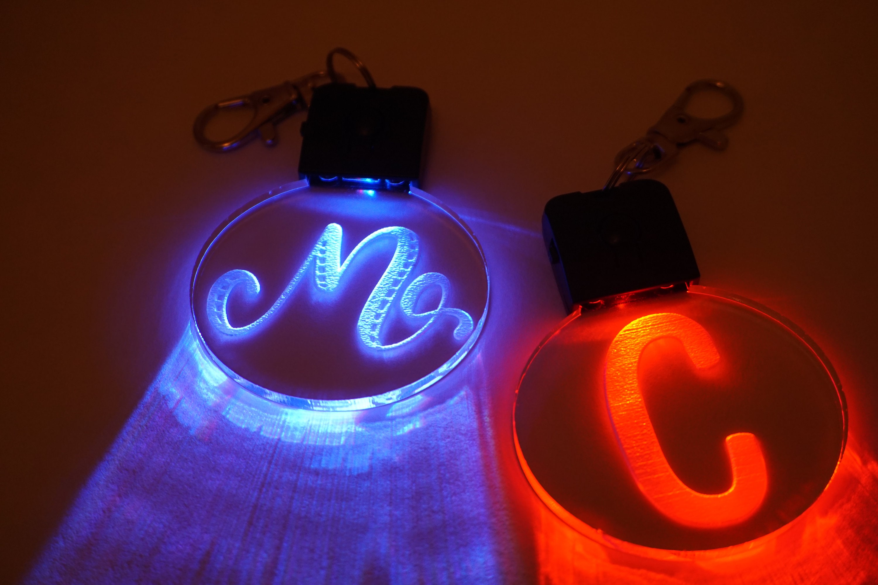 Light Up Keychain Single Initial Light Up Keychain Etsy