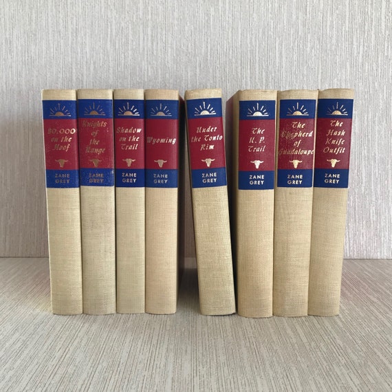 CHOICE Vintage Zane Grey Western Novels, Walter J. Black Hardcover Editions, 50s 60s Old Western Hardback Books, Cowboy Books, Shelf Decor