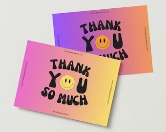 Groovy Business Thank You Canva Template - Etsy