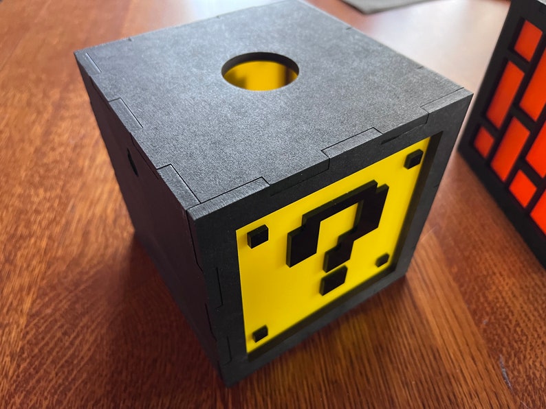 6 CUBE Wall mount, hanging or Desktop shelf Mario Bros Nintendo Lamp Question mark block coin light ACRYLIC image 6