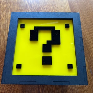 6 CUBE Wall mount, hanging or Desktop shelf Mario Bros Nintendo Lamp Question mark block coin light ACRYLIC image 9