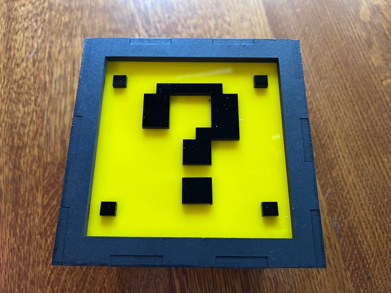 6 CUBE Wall mount, hanging or Desktop shelf Mario Bros Nintendo Lamp Question mark block coin light ACRYLIC image 9