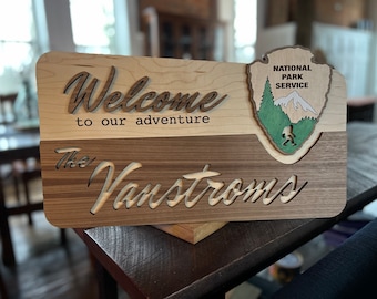 Customized National Park Service Welcome Sign camping greetings Bigfoot!