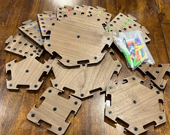 Walnut Premium Modular Fast Track w/ Hubs -Aggravation set from 3 to 8 players