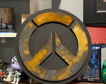 Overwatch emblem rusted effect wall art decor for geeks -great gift /over watch